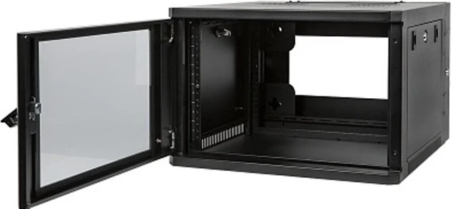 Alt view image 3 of 5 - SR-WMS-6U Wall Mount Rack System, 6U, Steel, Black; Fully Assembled and Welded for Sag Resistance and Stability, Supports Up to 150 lbs of Equipment, Vented Top and Base for Cooling