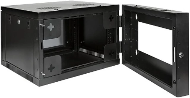 Alt view image 4 of 5 - SR-WMS-6U Wall Mount Rack System, 6U, Steel, Black; Fully Assembled and Welded for Sag Resistance and Stability, Supports Up to 150 lbs of Equipment, Vented Top and Base for Cooling
