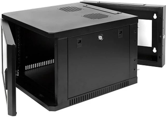 Alt view image 5 of 5 - SR-WMS-6U Wall Mount Rack System, 6U, Steel, Black; Fully Assembled and Welded for Sag Resistance and Stability, Supports Up to 150 lbs of Equipment, Vented Top and Base for Cooling