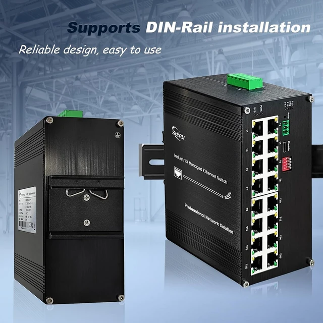 Alt view image 7 of 7 - Industrial L2+ Managed 16 Port PoE Ethernet Switch