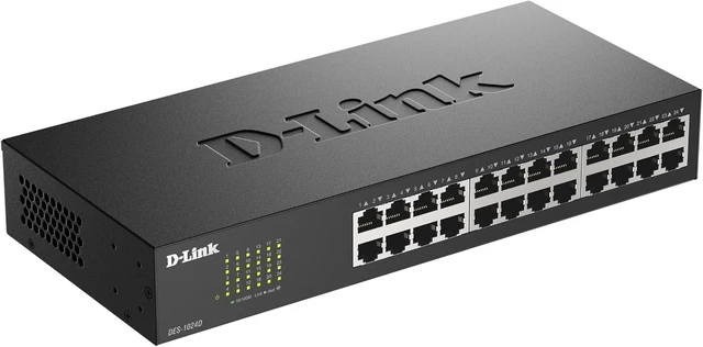 Alt view image 3 of 3 - D-Link DES-1024D/B 24-Port Fast Ethernet Unmanaged Metal Desktop Switch - UK Version