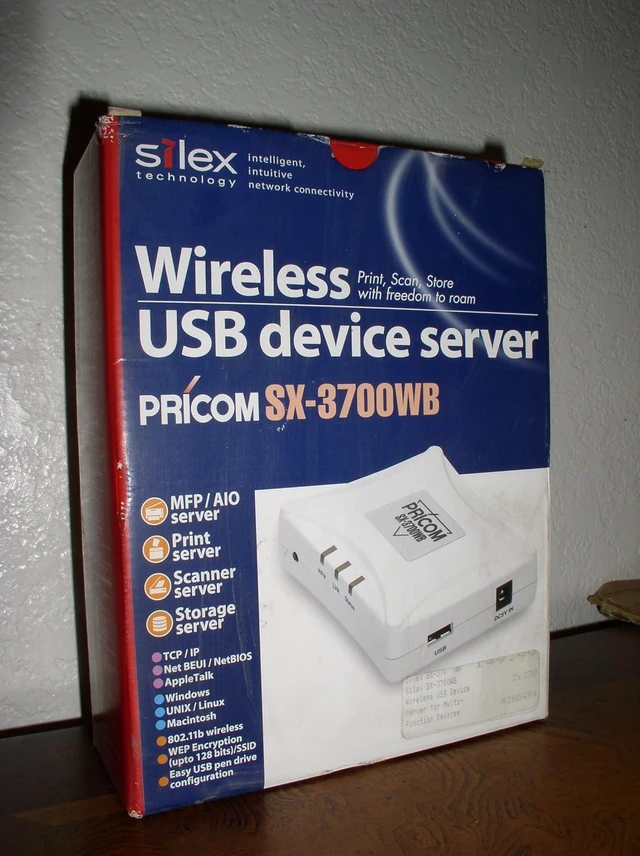 Main image of SILEX TECHNOLOGY PRICOM USB Wireless USB Device Server SX-3700WB