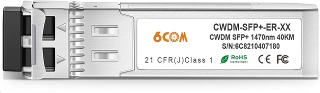 Alt view image 2 of 5 - 6COMGIGA 10G CWDM SFP+ 1350nm 40km DOM LC SMF Transceiver Module for Cisco CWDM-SFP10G-1350