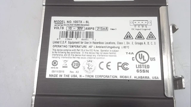 Alt view image 2 of 3 - N-Tron 105Tx-Sl Unmanaged 5 Port 10/100Basetx Industrial Ethernet 105Tx-Sl