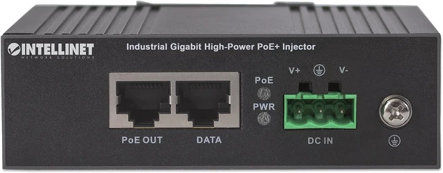 Alt view image 2 of 6 - Intellinet Industrial Gigabit PoE+ Injector, 30W, IP30, DIN-Rail Mount
