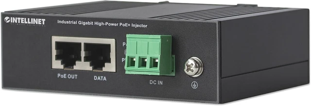 Alt view image 4 of 6 - Intellinet Industrial Gigabit PoE+ Injector, 30W, IP30, DIN-Rail Mount