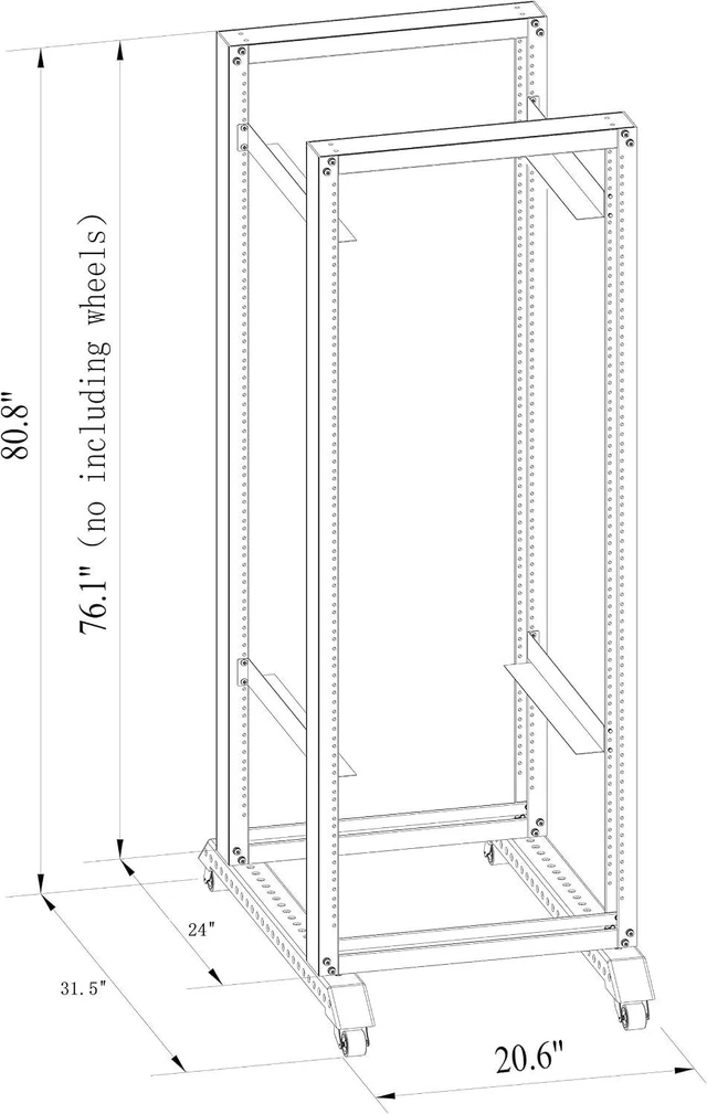 Alt view image 3 of 6 - 42U Open Frame Data Network Server Rack 800MM Deep 4 Post 1Pair of L-Rails