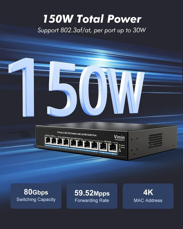Alt view image 2 of 7 - 8-Port 2.5G PoE+ Switch