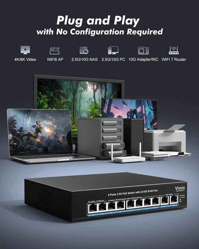 Alt view image 3 of 7 - 8-Port 2.5G PoE+ Switch