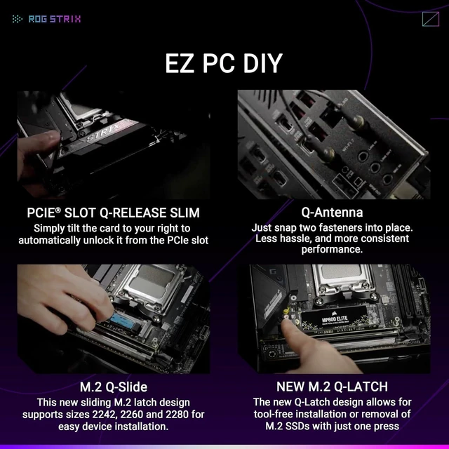 Alt view image 5 of 7 - ASUS ROG Strix B850-I Gaming WiFi AMD AM5 B850 Mini-ITX mITX Motherboard 10+2+1 Stages, DDR5, 2.5G LAN, WiFi 7, 2X M.2, PCIe® 5.0 x16, USB 20Gbps Type-C®, AI Overclocking, AI Networking II, Aura Sync