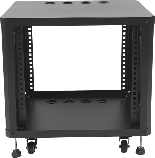 Main image of 9U Open Frame Server Rack Free Standing and Tabletop Network Server Rack AV Rack with Casters for Networking IT Equipment AV Gear Router Modem (Black, 9U)