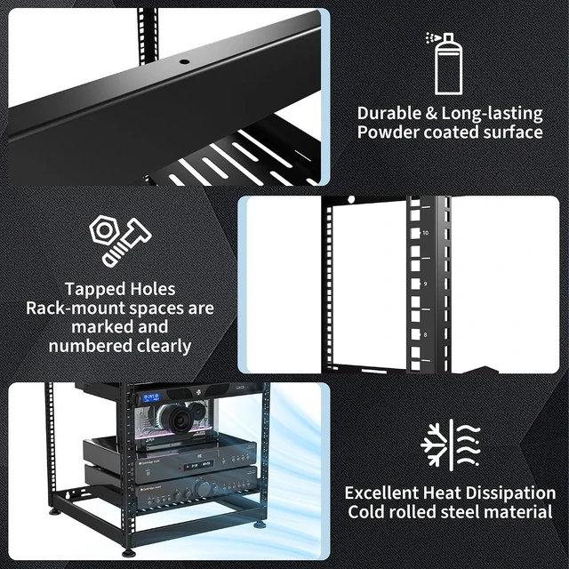 Alt view image 4 of 7 - 10U Open Frame Network Rack