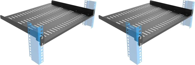 Main image of 1U Server Rack Shelf, Universal Vented Rack Mount Cantilever Tray Deep Adjustable 14-17In for 19 Inch Networking Equipments Rack Enclosure, Black (1U14In) (Pack of 2)
