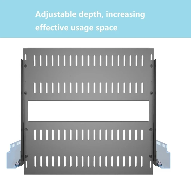 Alt view image 6 of 7 - 1U Server Rack Shelf, Universal Vented Rack Mount Cantilever Tray Deep Adjustable 14-17In for 19 Inch Networking Equipments Rack Enclosure, Black (1U14In) (Pack of 2)