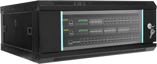 Main image of 4U Network Server Cabinet Enclosure, 24'' Deep Wall Mount Server Cabinet Network Server Rack Data Cabinet w/Locking Clear Glass Door & Openable Side Panel, for Offices, Schools, and Factories