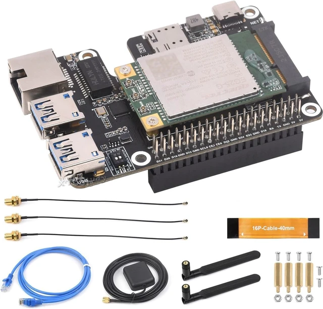 Main image of PCIe to MiniPCIe/Gigabit Ethernet/USB 3.2 Gen1 HAT for Raspberry Pi 5 Supports MiniPCIe Interface 4G Module, High-Speed Networking @XYGStudy (EG25-G 4G GbE USB3.2 HAT+)