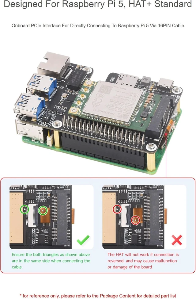 Alt view image 4 of 7 - PCIe to MiniPCIe/Gigabit Ethernet/USB 3.2 Gen1 HAT for Raspberry Pi 5 Supports MiniPCIe Interface 4G Module, High-Speed Networking @XYGStudy (EG25-G 4G GbE USB3.2 HAT+)