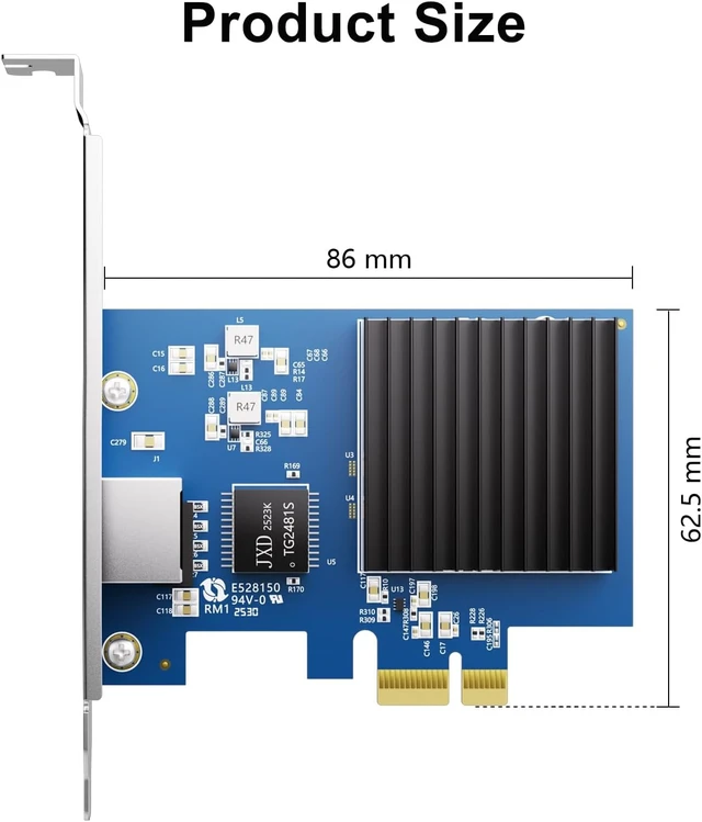 Alt view image 2 of 4 - Ipolex 10G Network Card, PCIe 4.0 x1 Network Adapter with RTL8127 Chip