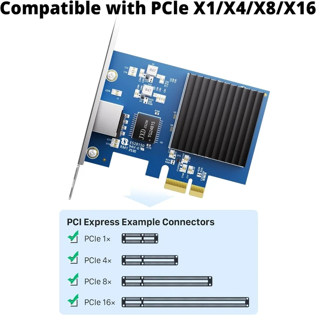 Alt view image 3 of 4 - Ipolex 10G Network Card, PCIe 4.0 x1 Network Adapter with RTL8127 Chip