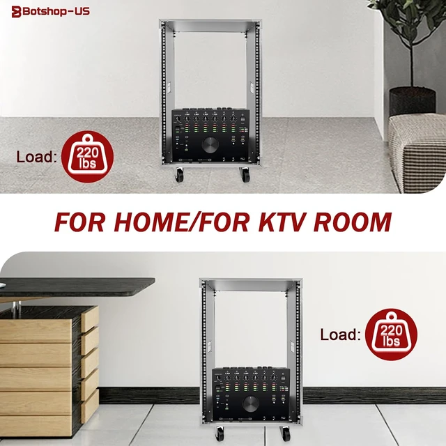 Alt view image 3 of 7 - 16U Network Open Frame Server Rack 28.3" Server Cabinet Free Standing AV Case Rack with Wheels Rolling Network Rack for Networking IT Equipment Telecom Audio Video Gear Router