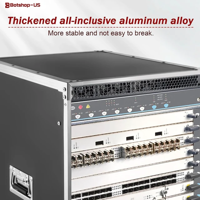 Alt view image 4 of 7 - 16U Network Open Frame Server Rack 28.3" Server Cabinet Free Standing AV Case Rack with Wheels Rolling Network Rack for Networking IT Equipment Telecom Audio Video Gear Router