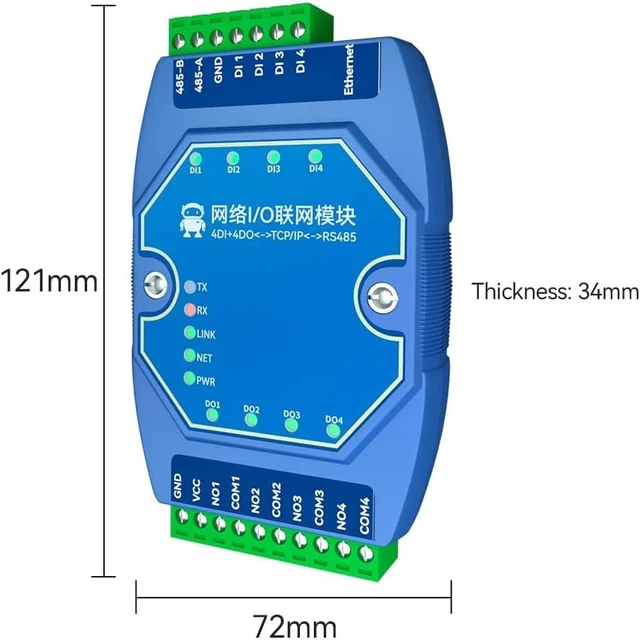 Alt view image 3 of 6 - 4DI+4DO ModBus Gateway ME31-AXAX4040 IoT Ethernet I/O Networking Modem TCP Server RJ45 RS485 Acquisition Control Module