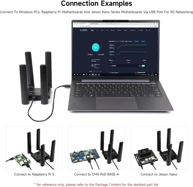 Alt view image 6 of 7 - waveshare 5G DONGLE Expansion Board, USB 3.2 Port, Aluminum Alloy Case, Quad Antennas, Onboard M.2 Key B Interface, Comes with The Qualcomm RM520N-GL 5G Sub-6G Module, Global Applicable