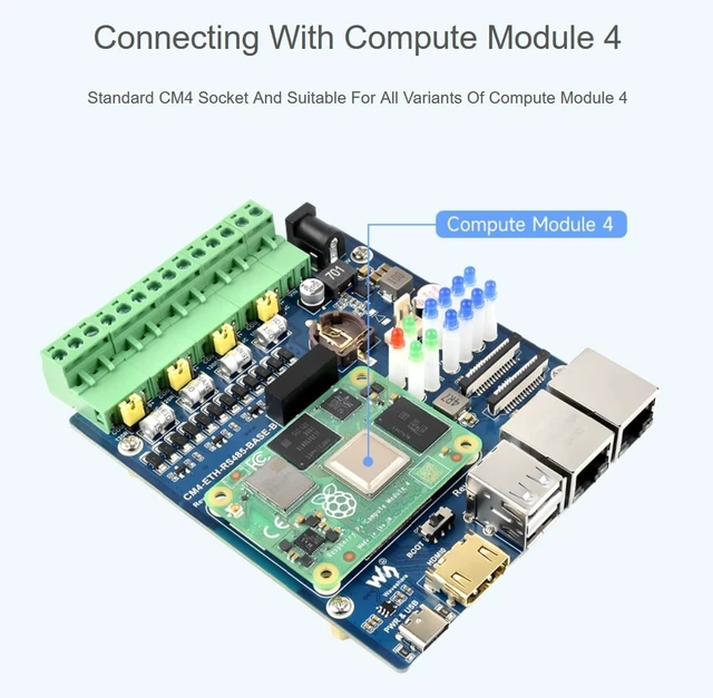Alt view image 5 of 7 - Dual ETH Quad RS485 Base Board (B) for Raspberry Pi Compute Module 4 with Gigabit Ethernet 4CH Isolated RS485 USB2.0 @XYGStudy (CM4-ETH-RS485-BASE-B)