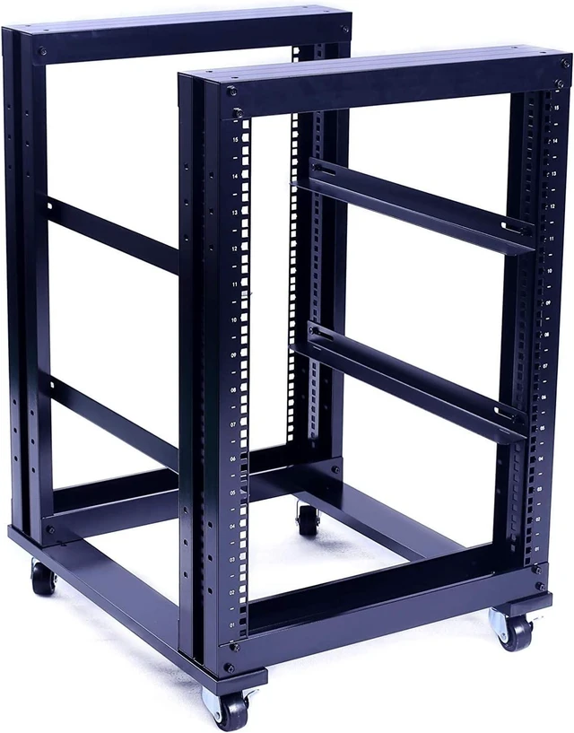 Main image of 15U 4 Post Open Frame 19inch Server/Audio Steel Rack 31inch Deep Aluminum UL Certified