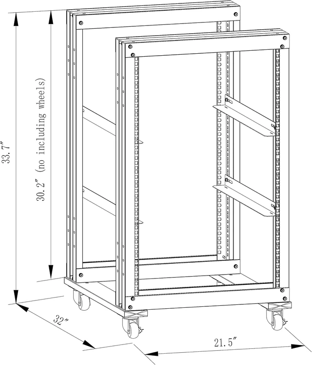 Alt view image 4 of 7 - 15U 4 Post Open Frame 19inch Server/Audio Steel Rack 31inch Deep Aluminum UL Certified