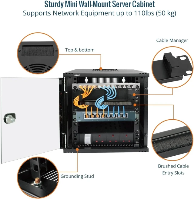 Alt view image 4 of 7 - Tecmojo 12U 10 inch Network Cabinet & 1U Rack Mount Shelf