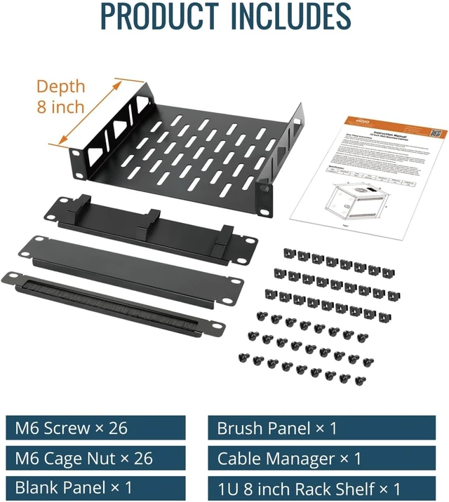 Alt view image 5 of 7 - Tecmojo 12U 10 inch Network Cabinet & 1U Rack Mount Shelf