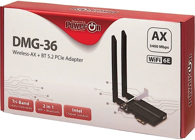 Alt view image 3 of 6 - INTER TECH WI-FI6E+ BT5.2 ADAPTADOR PCIE DMG-36 5400 MBPS