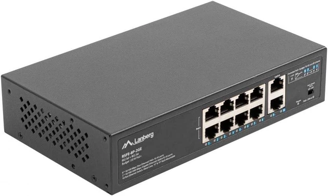 Main image of Lanberg Switch PoE+ Rack 10/19 RSFE-8P-2GE-120
