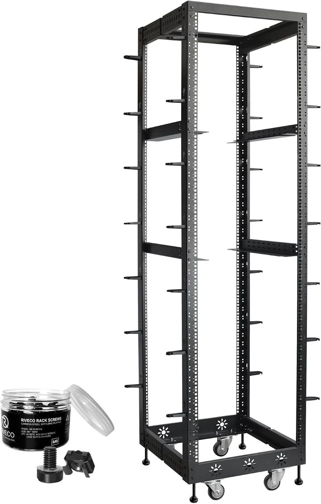Main image of RIVECO 42U 19 Adjustable Depth Server Rack & M6 Rack Mount Screws Cage Nuts 50 Sets