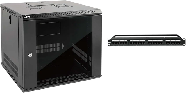 Main image of Tecmojo 9U Wall Mount Server Cabinet & 24 Port Patch Panel