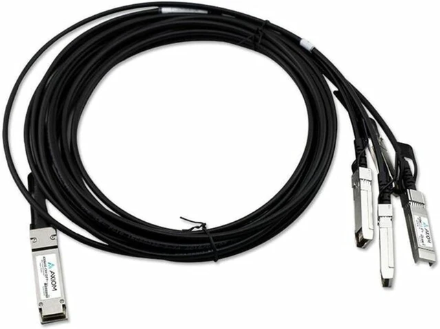 Main image of Axiom CBL-QSFP-4X10GSFP-PASS-3M-AX 40GBase-CR4 Direct Attach Cable - QSFP+ to SFP+ - 10 ft - twinaxial - Passive