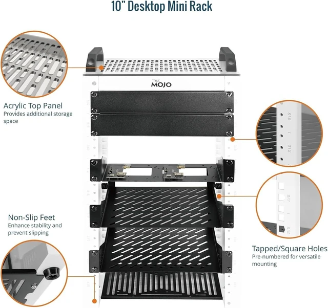 Alt view image 2 of 2 - Tecmojo 9U 10 inch Mini Server Rack & 2 Pack 0.5U Brush Panel