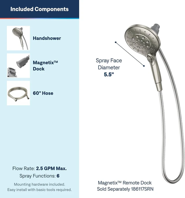 Alt view image 3 of 7 - Moen Engage Spot Resist Brushed Nickel Handheld Showerhead