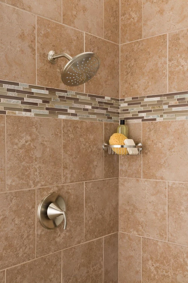 Alt view image 4 of 6 - Moen Brushed Nickel 8-Inch Fixed Single Function Round Wide Rainshower Showerhead, 2.5 GPM, 6345BN