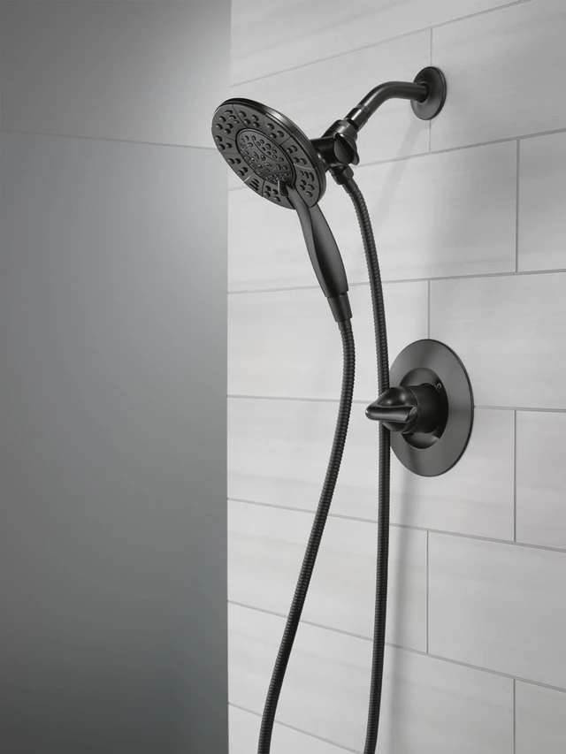 Alt view image 5 of 7 - Delta Arvo 14 Series Matte Black Shower Faucet Set with In2ition 2-in-1 Dual Shower Head with HandHeld Spray Combo, Valve Trim Kit, Matte Black 142840-BL-I (Valve Included)