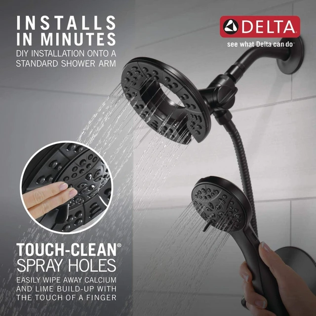 Alt view image 6 of 7 - Delta Arvo 14 Series Matte Black Shower Faucet Set with In2ition 2-in-1 Dual Shower Head with HandHeld Spray Combo, Valve Trim Kit, Matte Black 142840-BL-I (Valve Included)