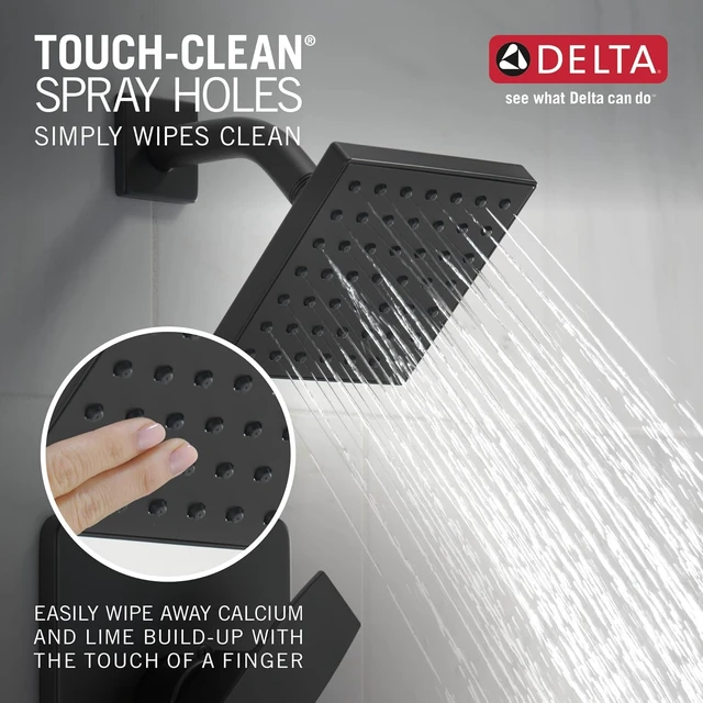 Alt view image 5 of 7 - Delta Modern 14 Series Square Bathtub and Shower Faucet Set, Matte Black Shower Head and Handle Set, Valve Trim Kit, Matte Black T14467-BL-PP (Valve Not Included)