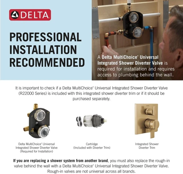 Alt view image 6 of 7 - Delta Modern Square Shower System Faucet Set, Brushed Nickel 6.5-inch Shower Head and Handle Set, Valve Trim Kit, Spotshield Stainless T342703-SP (Valve Not Included)