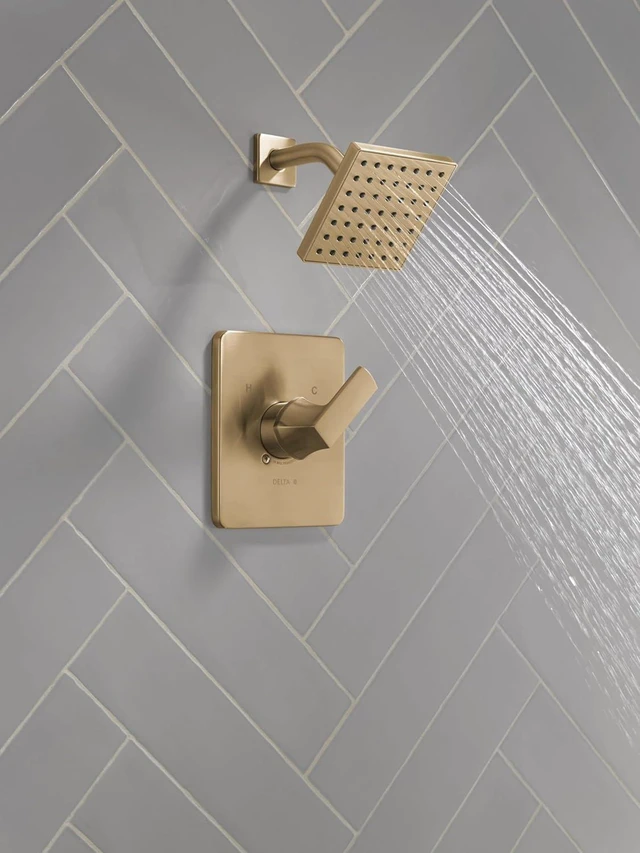 Alt view image 2 of 7 - Delta Velum 14 Series Shower Faucet Set, Brushed Gold Shower Head and Handle Set, Valve Trim Kit, Champagne Bronze T14237-CZ (Valve Not Included)