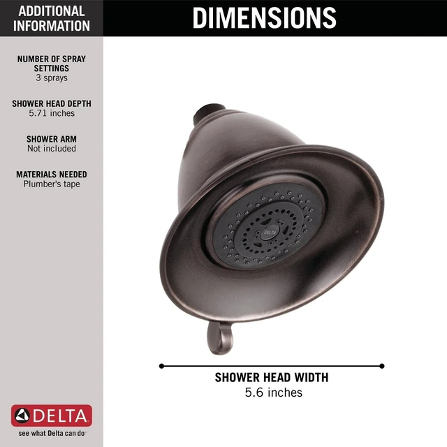 Alt view image 3 of 7 - Delta Faucet 3-Spray Touch-Clean Shower Head, Venetian Bronze RP34355RB