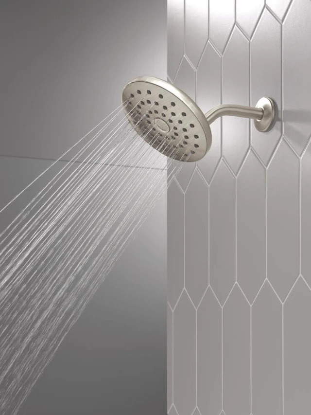 Alt view image 5 of 7 - Delta PivotPro Brushed Nickel Rain Showerhead, Single Setting 7 Inch Round Shower Head, Showerheads, 1.75 GPM Flow Rate, SpotShield Brushed Nickel 75104SN