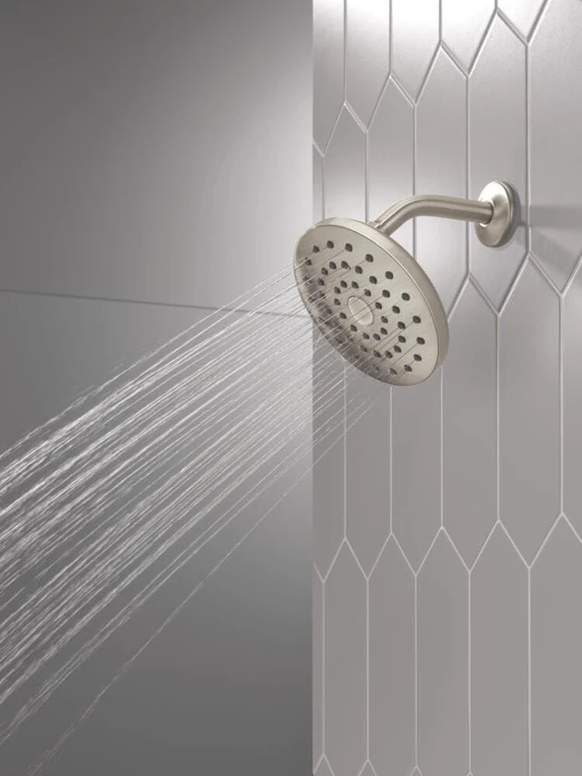 Alt view image 6 of 7 - Delta PivotPro Brushed Nickel Rain Showerhead, Single Setting 7 Inch Round Shower Head, Showerheads, 1.75 GPM Flow Rate, SpotShield Brushed Nickel 75104SN