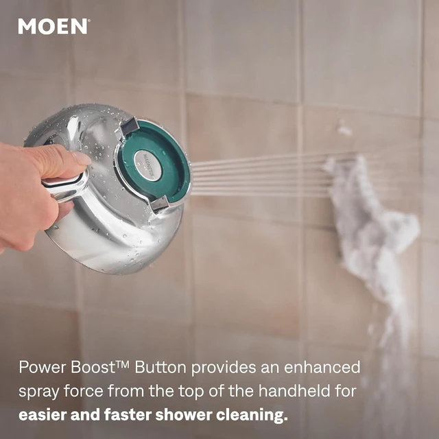 Alt view image 4 of 7 - Moen Magnetix 8-Function Spot Resist Brushed Nickel Removable Handshower with Power Boost Cleaning Spray, 260H1EPSRN