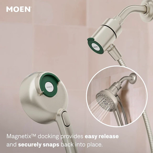 Alt view image 5 of 7 - Moen Magnetix 8-Function Spot Resist Brushed Nickel Removable Handshower with Power Boost Cleaning Spray, 260H1EPSRN
